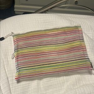 Colorful Striped Mesh Pouch